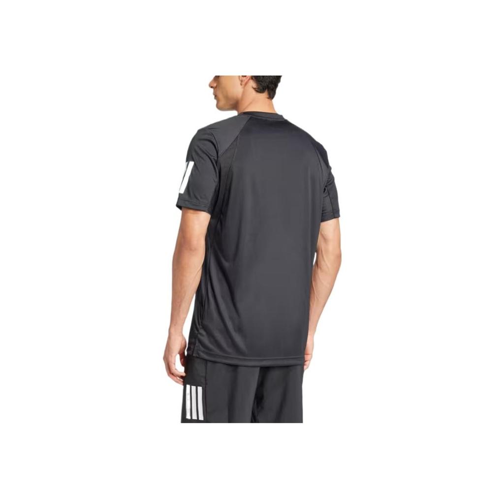 adidas SS25 Клуб 3 полоски Однотонный Полосатый Дышащий Модный Логотип Простой Красивый Короткий рукав Футболка Мужские Топы Черный JG0978