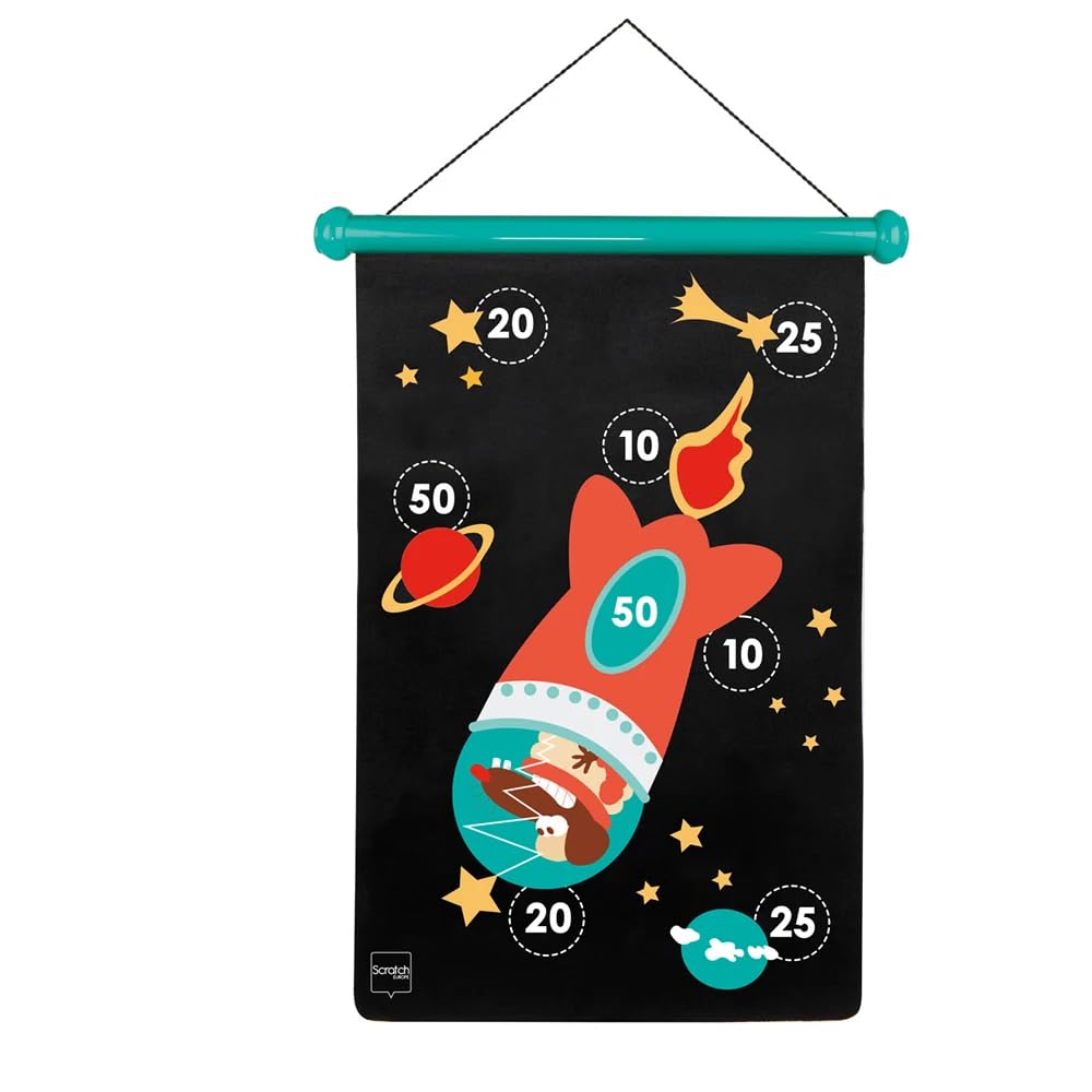 Скретч-магнитная игра в дартс «Космическая ракета», двухсторонняя мягкая доска для дартса, настенная 6182001, подлинный продукт и