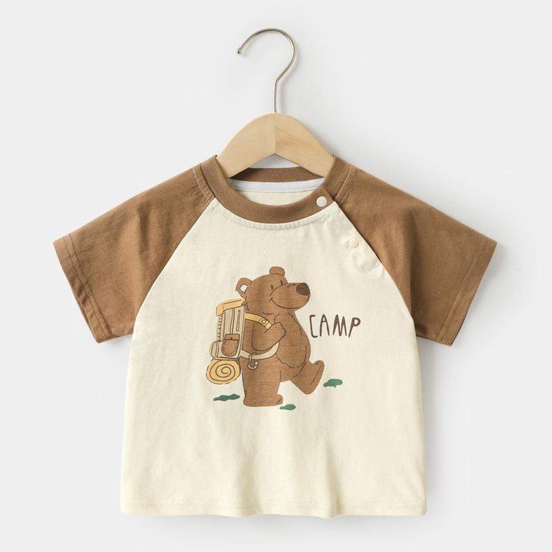 Одежда для малышей, футболки с короткими рукавами для мальчиков, летняя одежда для девочек, летняя хлопковая детская одежда для маленьких девочек, топы