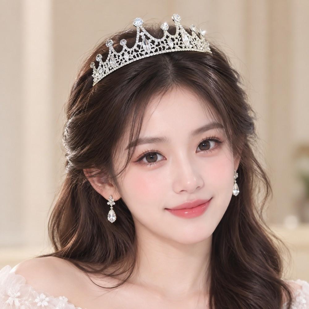 Alloy Bridal Tiara Micro Pave Zircon Hair Ornament Elegant Wedding Hair Accessories Birthday Party