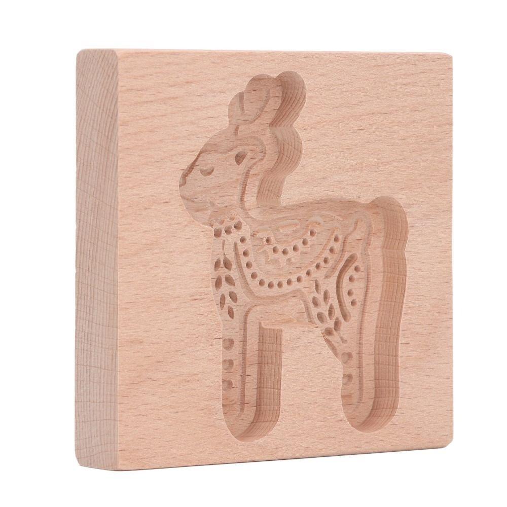 Natural Beech Wood Wooden Cookie Mold Christmas Tree Reindeer Biscuit Mould Gift Making