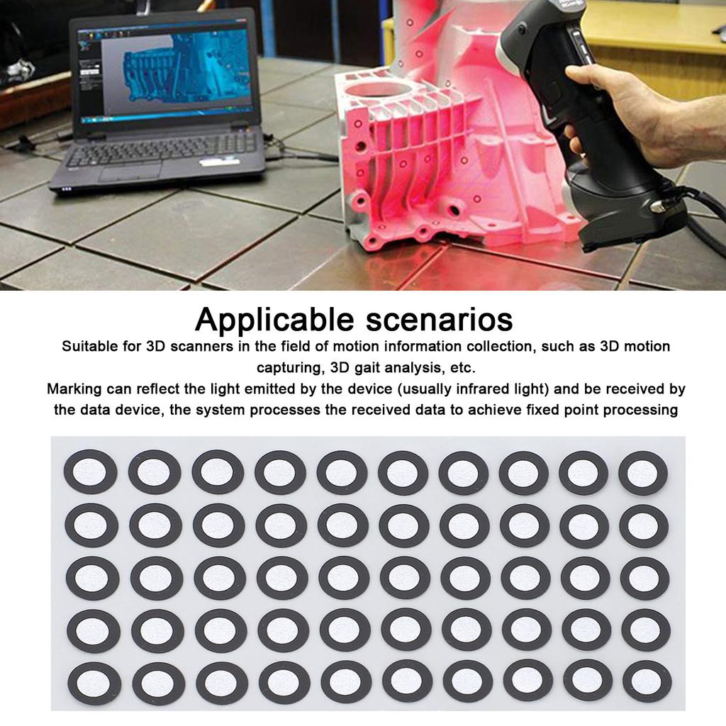 Наклейка для 3D-сканирования Маркер 3D-сканера Повторяемая адгезия Устойчивая к разрыву ID 6 мм Внешний диаметр 10 мм для областей захвата движения