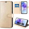 Case for Samsung Galaxy A55 5G, Shockproof PU Leather Protection with Card Holder and Stand Function - Gold