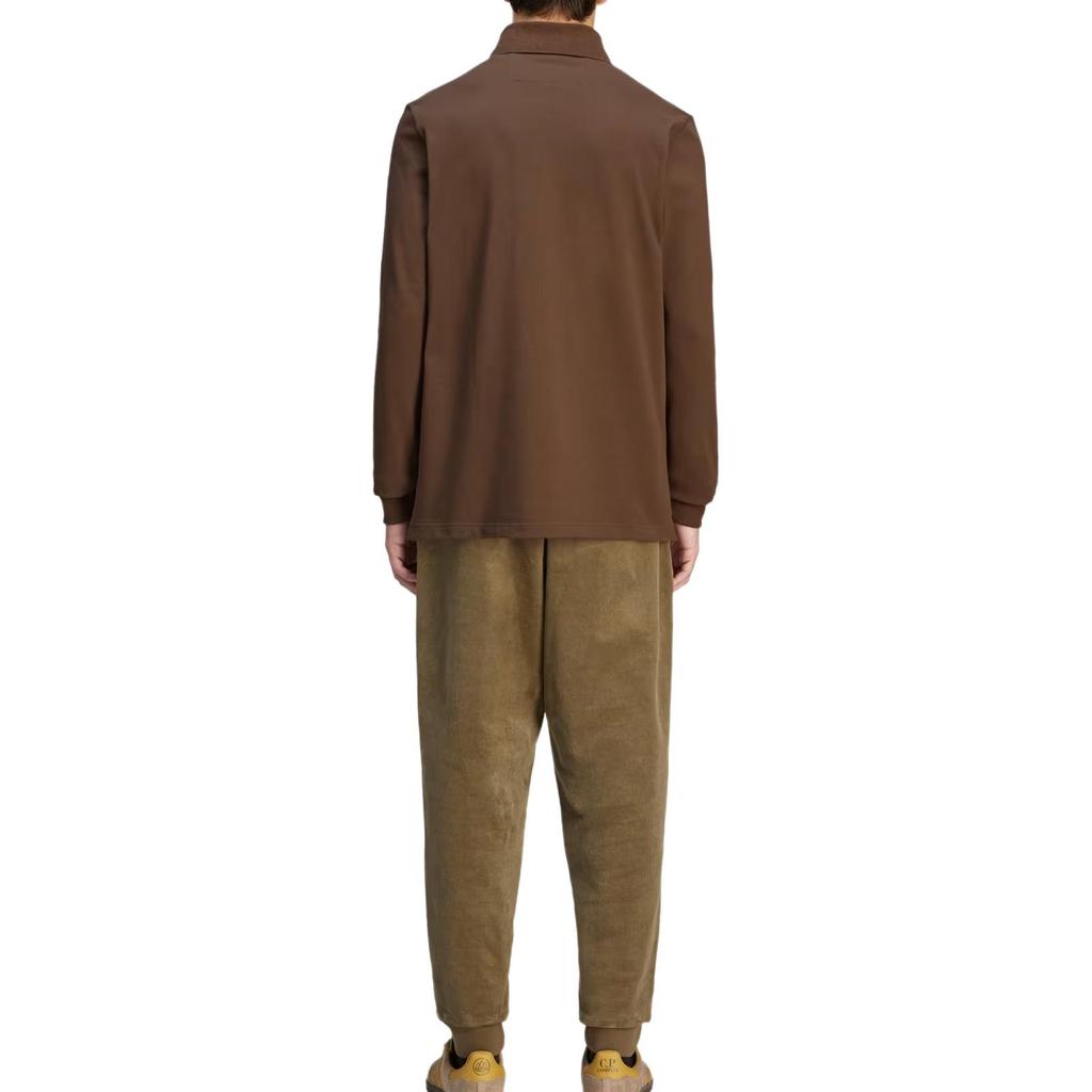 Adidas Originals X C.P. Company Collaboration Casual Simple Long Sleeve Polo Shirt Unisex Tops Brown JE8671