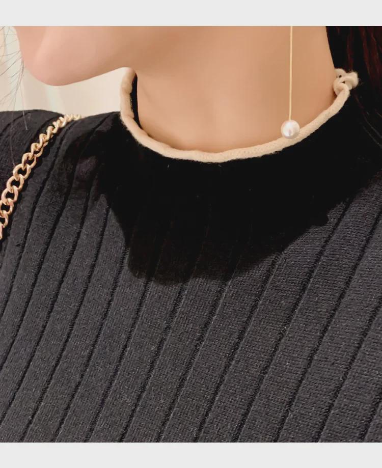 2023 Осень/Зима Женское Платье-свитер в Корейском Стиле с Кружевной Талией