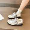 Womens Shoes Round Toe Flat Sneakers Outdoor Patchwork Concise Lace Shape Cotton Velvet Style Comfortable Shoes Students Winter