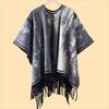 Ladies Antique Ink Landscape Printing Thickened Warm Shawl Cape Chinese Aesthetic Travel Photo Atmosphere Shawl