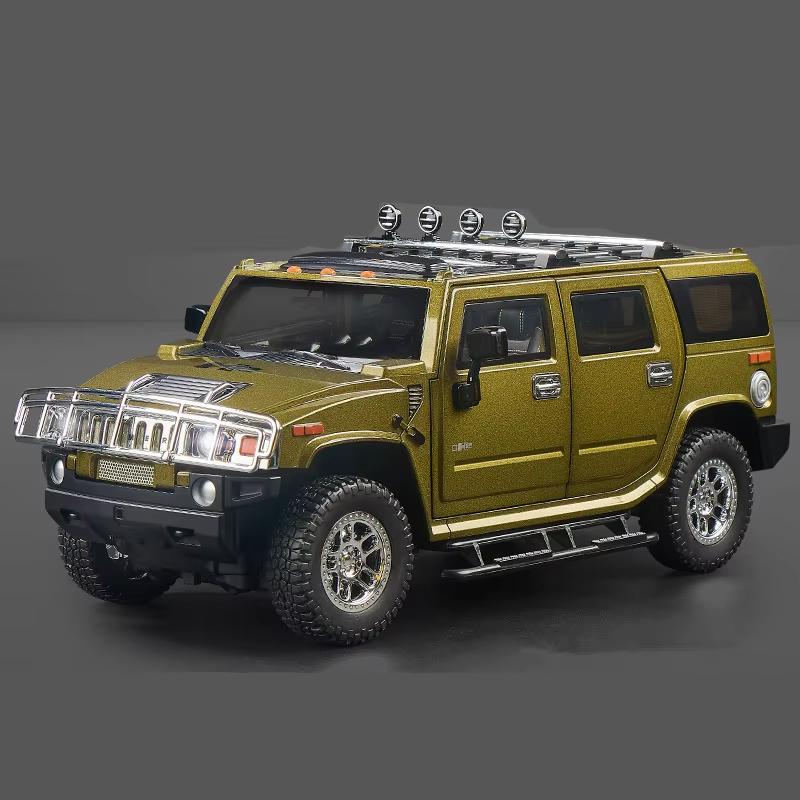 New 1/18  Hummer H2 Highway 61 SUV Alloy Car Model Die-cast Metal Toy Large Off-road Vehicle Car Model Simulation Sound and Light Boys Gift