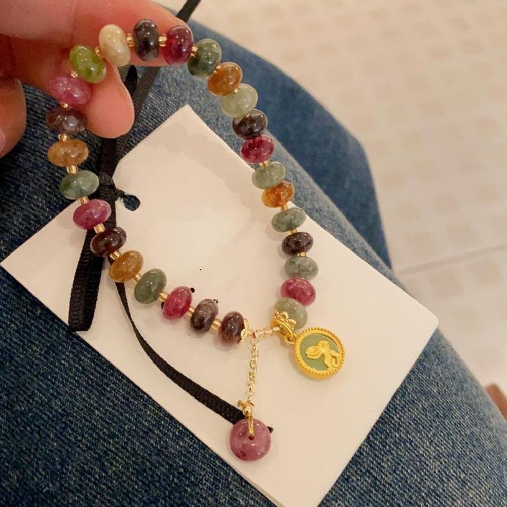 Винтажный браслет из каменных бусин, цветной браслет из бисера, изысканный женский браслет из бисера