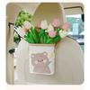 Cute Tulip Bear Hanging Car Trash Can Multi Functional Vehicle Storage Box