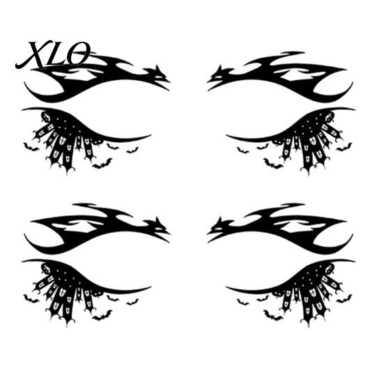 Removable Face Tattoo Stickers 2 Pairs Halloween Eye Stickers, Waterproof Temporary Decals with Water Transfer Skin Pumpkin Bat Spider Web, Easy Apply