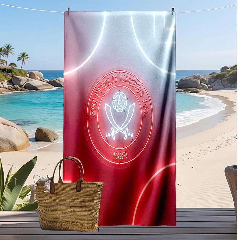 Sheffield United Football Print Beach Towel, Large Soft Quick Dry Towel for Beach Camping Swimming