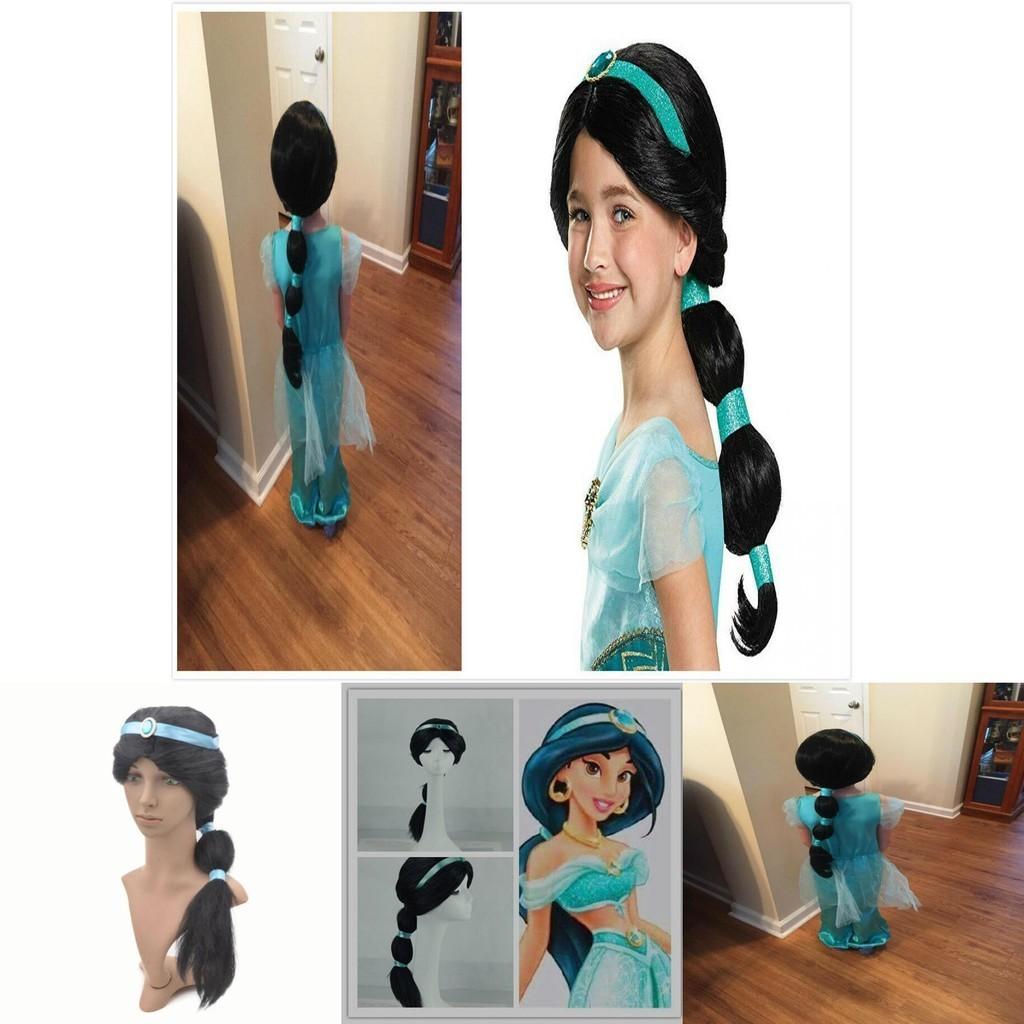 Elegant Long Jasmine Princess Wig For Children And Adults Capturing Aladdin's Magic