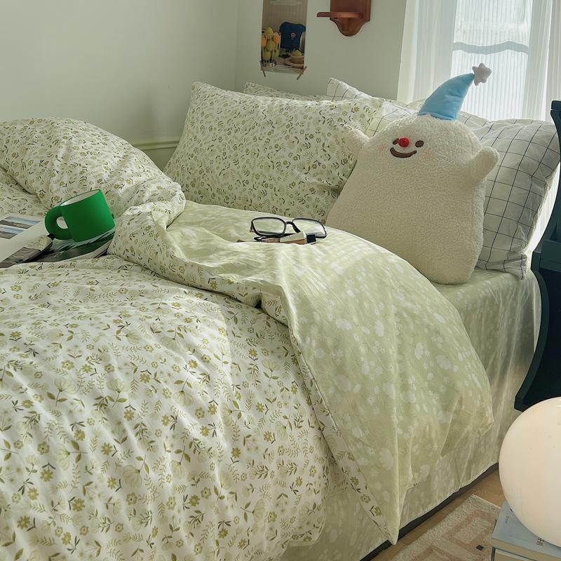 Комплект из четырех предметов из чистого хлопка, счет 60, утолщенное постельное белье из чистого хлопка, комплект из трех предметов, длинноволокнистый хлопок, небольшой свежий пододеяльник, простыня на подгонке.