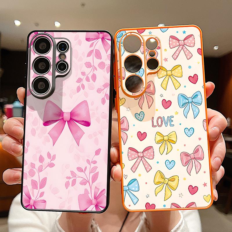 Милый мультяшный принт с бантами Магнитный чехол для Samsung S26 Ultra S25 Edge S24 FE S23 S22 Plus A54 A15 A35 A55 A16 A36 A56 A17 A37 A57 5G Матовый чехол