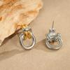 GEMCHIC Women's Stainless Steel Geometric Double Ring Earrings, 18K Gold Plated Color Block Fashion Jewelry
