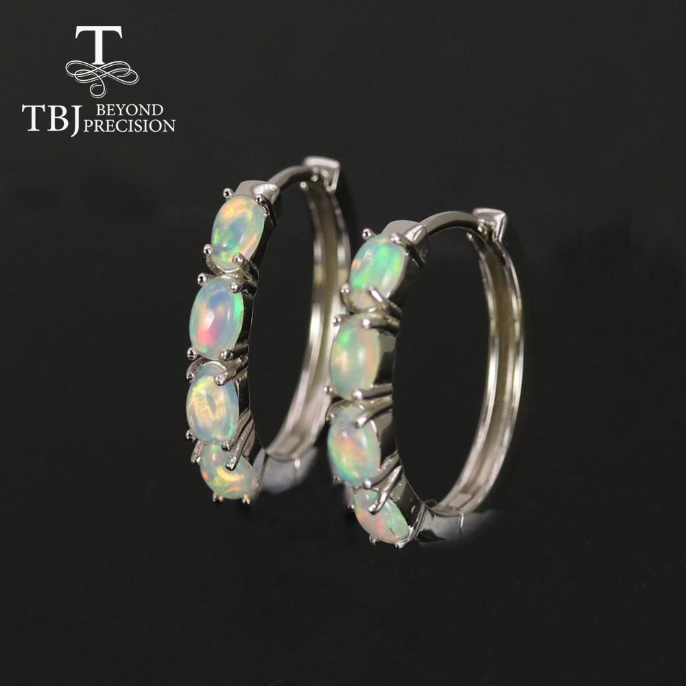 2022 серьги-кольца овальные 3*5 мм натуральный Эфиопский опал танзанит аквамарин драгоценный камень ювелирные изделия серебро 925 пробы для женщин