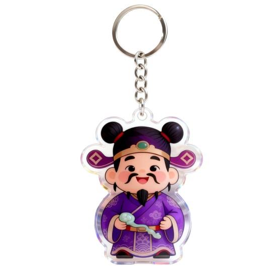 Подвеска-брелок Бог богатства Шарм Акриловый Двусторонний Прозрачный Национальный Брелок Счастливый Юаньбао Украшение