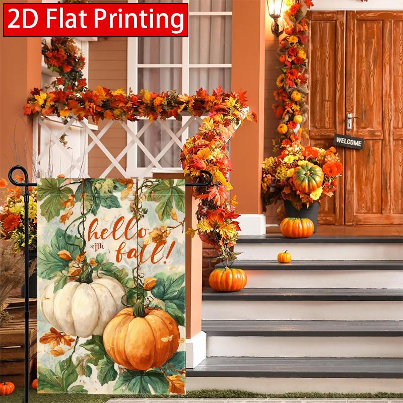 2D Flat - 2D Flat - 2D Flat Happy Thanksgiving Autumn Maple Leaf Pumpkin Garden Flag_1 (2)- Outdoor Garden Flag Double-Sided Home Decoration Courtyard