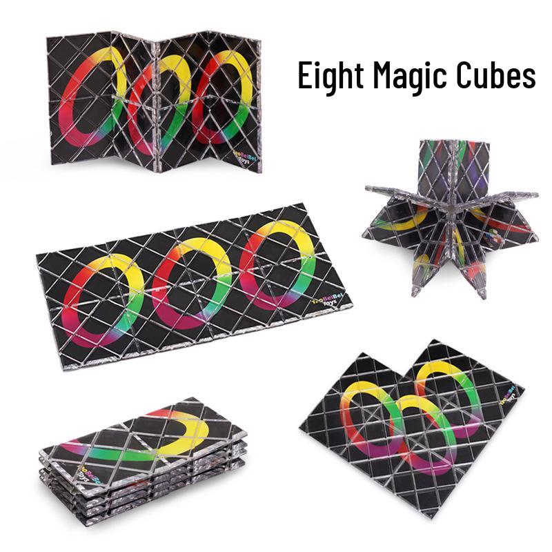 Magic Cube 8-Piece Black Speed Cube - Competitive Twisty Puzzle Educational Toy for Children with Simple Packaging