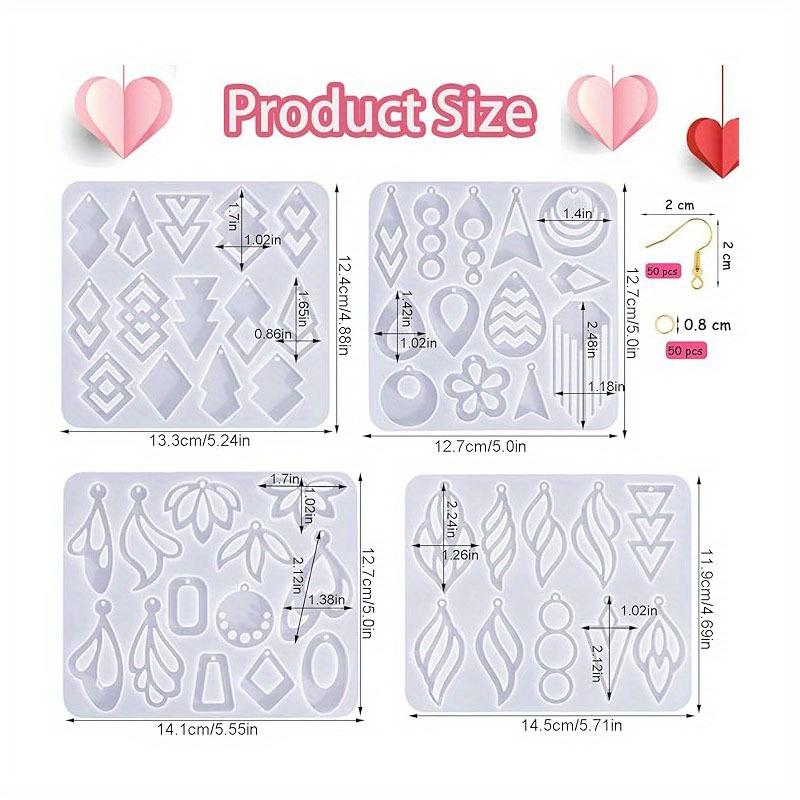 104Pcs Epoxy Resin Jewelry Molds Kit–Geometric & Irregular Shaped Earrings Silicone Molds,100 Earring Hooks for Dangle Drop Earrings&Necklace Pendants