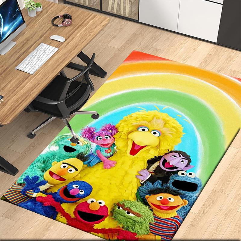 Sesame Street Printed Carpet, for Office Chair Living Room Bedroom Kitchen Room Decor Gifts.