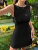Slimming Sporty Black Sleeveless Mini Dress - Summer Street Style