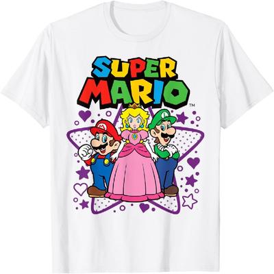 Футболка Super Mario с Пич, Луиджи, Трио Звезд и Сердец