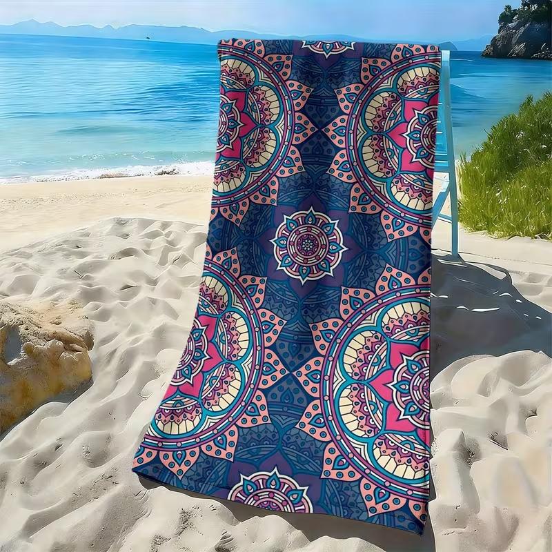Bohemian Floral Beach Towel Colorful Ethnic Print Towel Soft Absorbent Quick Dry Towel for Beach Yoga