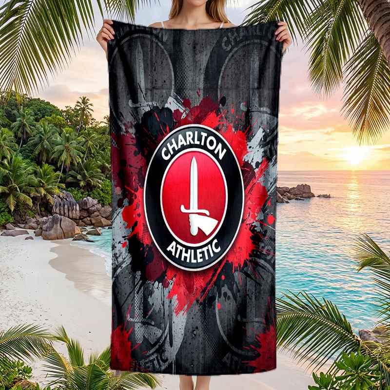 Клуб Charlton Athletic FC принт Быстросохнущее пляжное полотенце Микрофибра Впитывающее Портативное для путешествий Полотенце для плавания