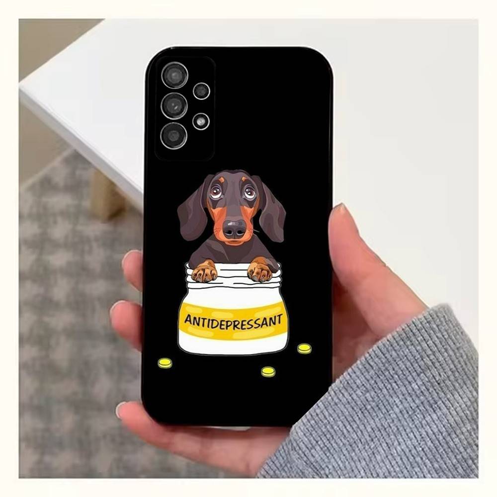 Чехол D-Такса S-Сосиска для Samsung S23, S25, S20, S10, S9, S21, S24, S22, Ultra, FE, Plus, Lite, Мягкий силикон, Черный