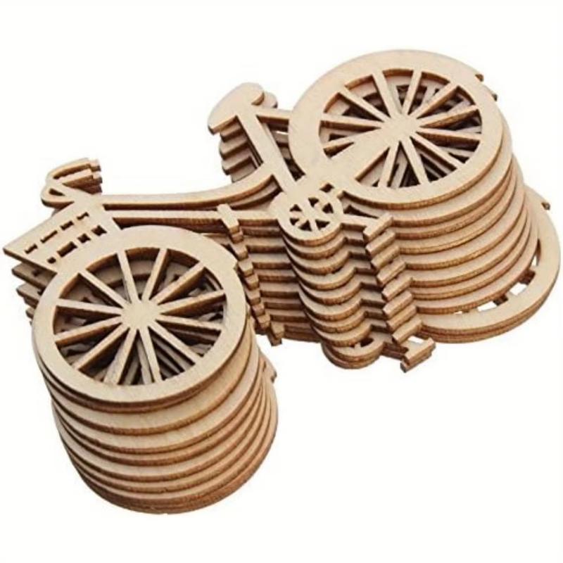DIY Wooden Mixed Bicycle Shape Garniture Handmade Crafts Slices Home Decoration Accessories Scrapbooks Painting