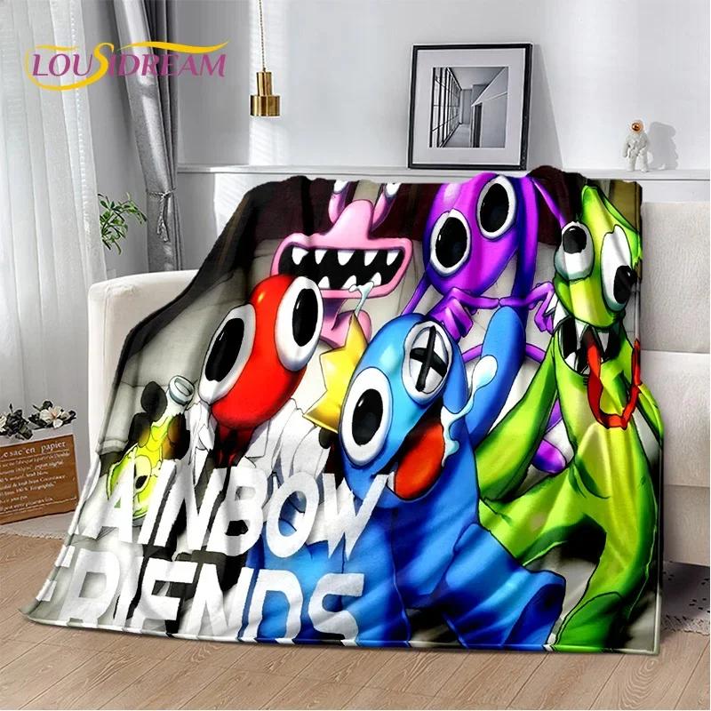 Игровое одеяло R-Rainbow Friends Мультяшное мягкое фланелевое одеяло для кроватей Спальни Дивана Пикника, Плед для укрытия на улице, Подарок для отдыха
