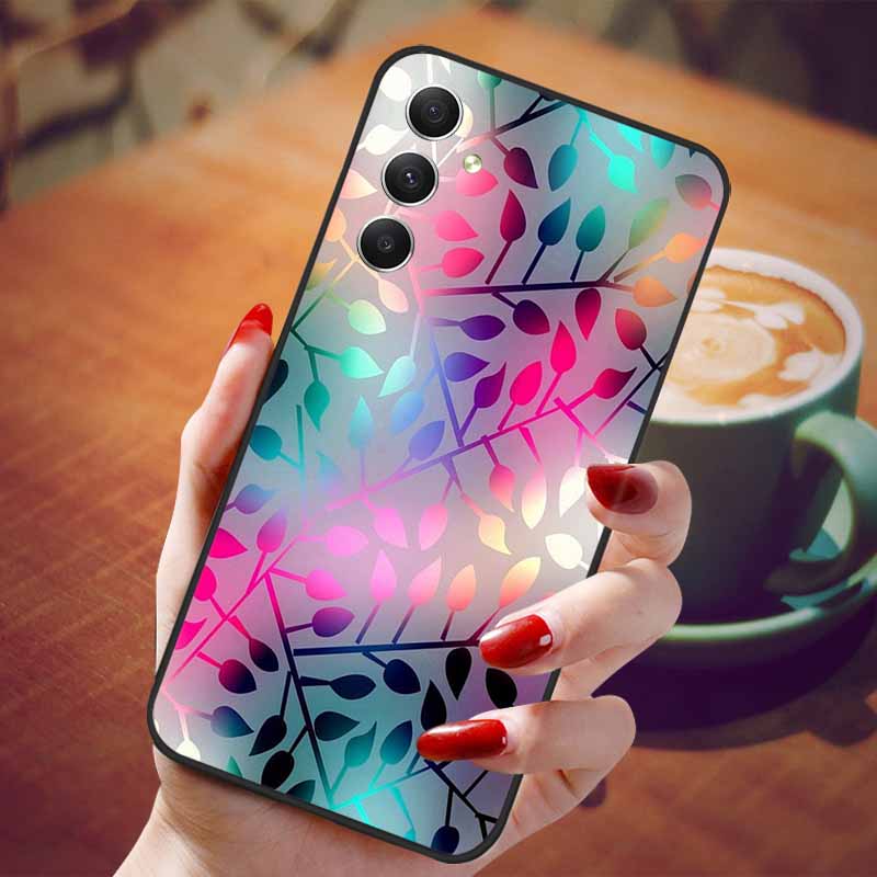 Чехол для Samsung Galaxy A55 5G Черный ТПУ Силикон Красивый Узор Чехлы для Телефона для Galaxy A55 Ударопрочный Мягкий Чехол A 55 6.6''