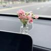 6 шт. Автомобильное украшение, стеклянная ваза для цветов, реалистичный дизайн, мини-миниатюрный букет, растение в горшке, настольный аксессуар для салона автомобиля