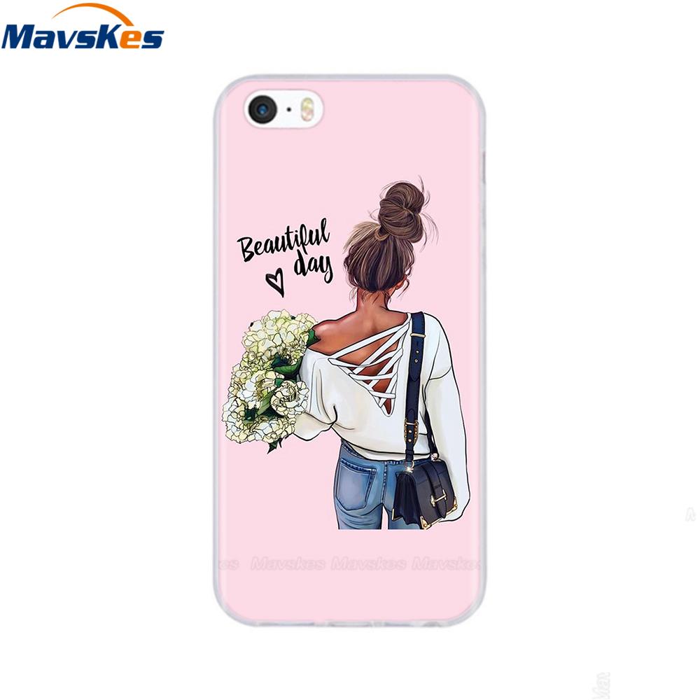 Мягкий чехол из ТПУ для iPhone 4 4s 5 5s SE 6 6s милый мультяшный кот цветок модный силиконовый чехол-бампер для телефона полная защита