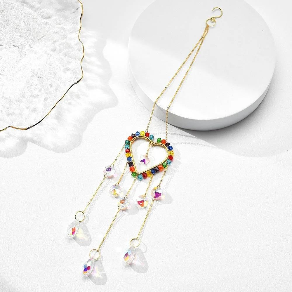 Радужная Звезда Луна Кристалл Ловец Солнца Подвесные Подвески Окно Сад Колокольчик Ветра Украшение Спальни Детская Комната Поделки Украшения