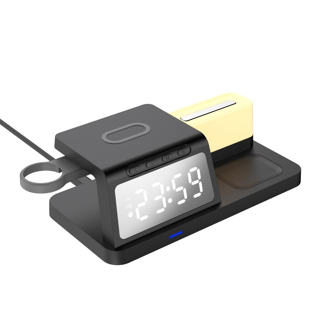 Plastic Multi Functional Desktop Charger Fast Charging Wireless Charger Clock Home Office