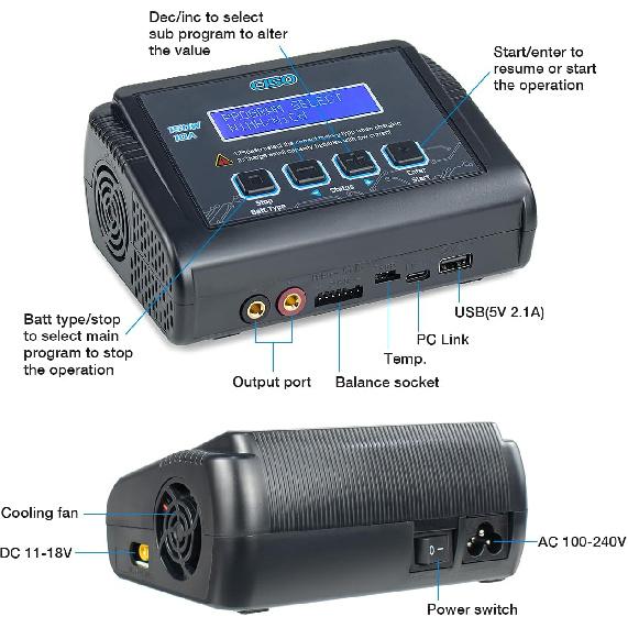 LiPo Battery Charger 150W 10A RC Battery Charger RC Car Charger Balance Charging Fast Charge Discharge Smart Charger for LiPo/Li-ion/Life