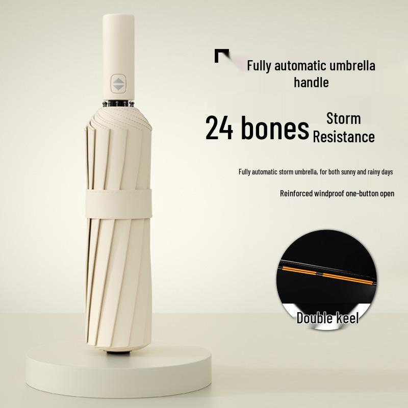 Полностью автоматический трехслойный зонт с черным клеем и защитой от УФ-лучей с логотипом для дождя или солнца