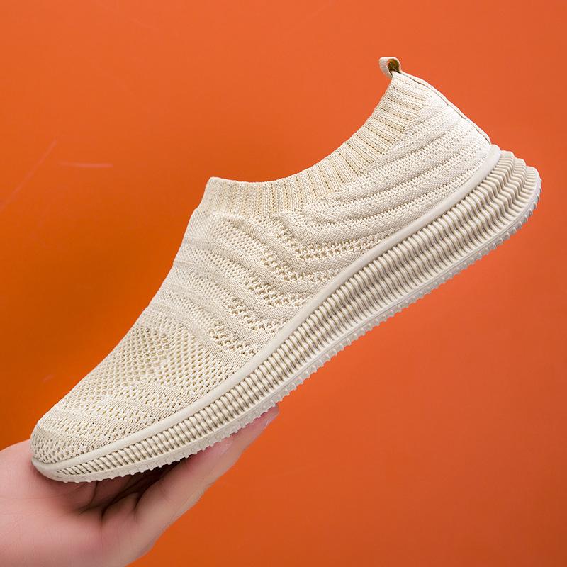Breathable men's shoes spring and summer mesh breathable shoes fly-woven casual shoes men's socks shoes running shoes