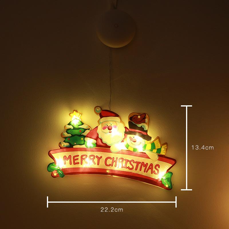 MAITA светодиодные фонари на присоске Санта-Клаус Снеговик оконные подвесные светильники праздничные украшения для рождественской елки огни