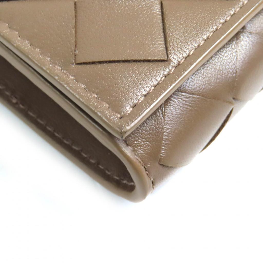 Excellent BOTTEGAVENETA Purse INTRECCIATO Flap Wallet Bifold Wallet Brown Used