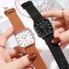 Square Quartz Watch Simple Elegant Adjustable Men Lady Minimalistic Design Anti-rust Faux Leather Quartz Watch
