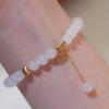 White Jade Fortune Bracelet, Natural Hetian Jade White Jade Bracelet, Chinese Style Long Chain White Jade Bracelet with Fortune Charm, Niche for