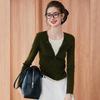 Women's Elegant Color-Block Faux Two-Piece Knit Top