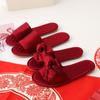 Wedding Slippers Female Summer Newlyweds Festive Red Pair of Dowry Bridesmaids Satin Red Wedding Shoes Male