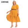 Plus Size Women's Dress Summer Round Neck Bohemia Short Sleeve Loose Dresses