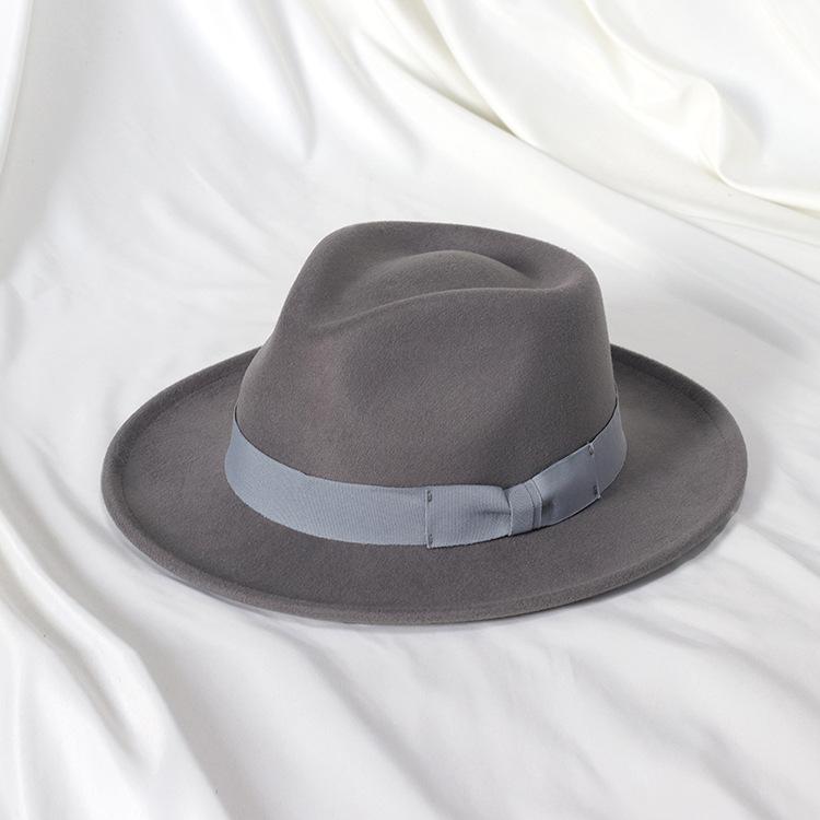 New Fedoras Hats Men'S Vintage Black Felt Wide Brim Jazz Hats Man For Men Women Fedora Gentleman Caps Jackson Hat