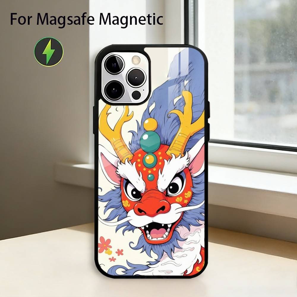Мультяшный чехол для телефона D-Dragon для iPhone 17, 16, 15, 14, 13, 12, 11 Plus, Pro, магнитный, для беспроводной зарядки MagSafe